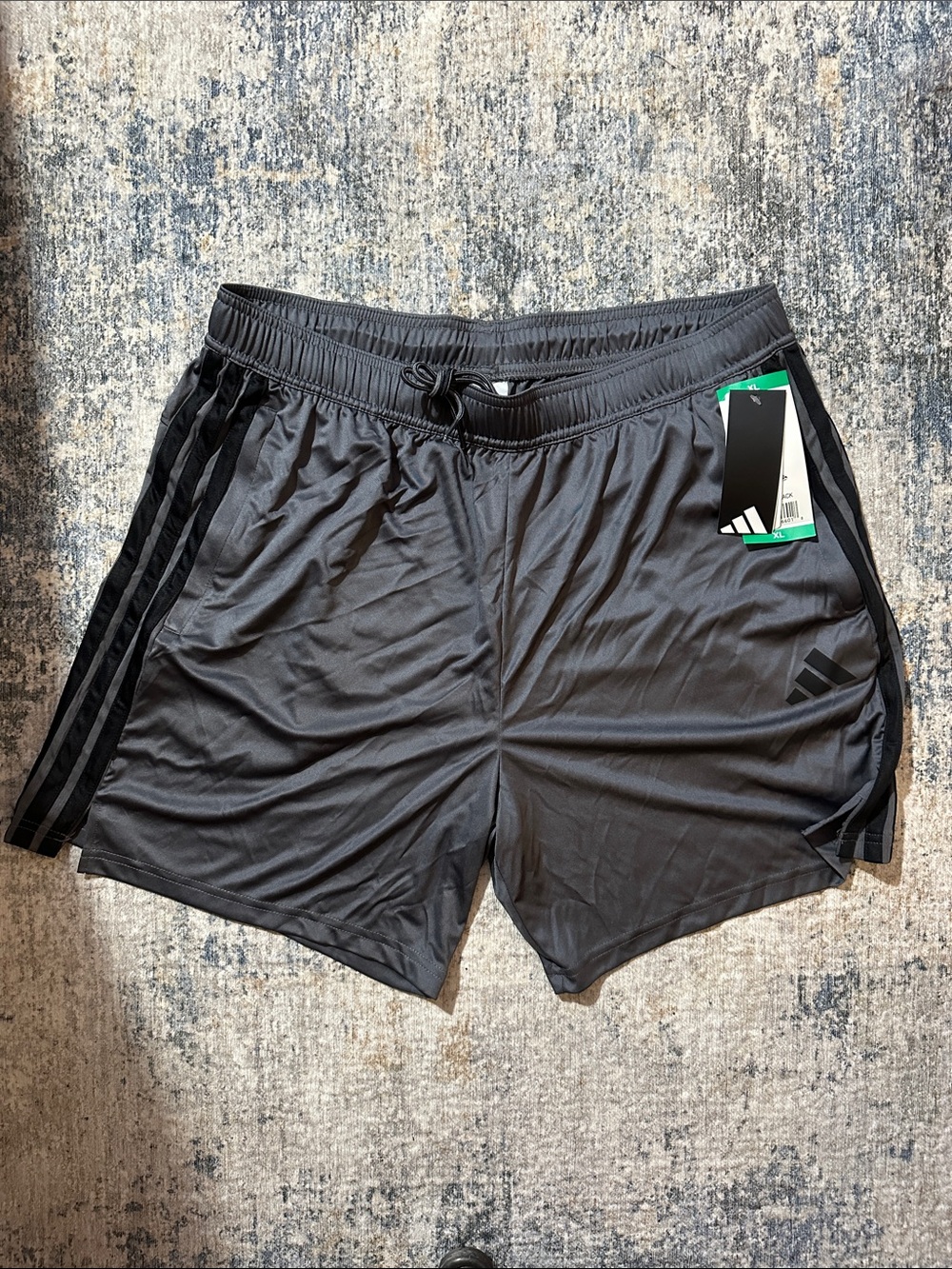 adidas Men's Charcoal Gray Athletic Shorts with Black Stripes